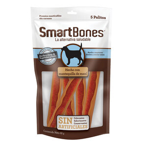 SmartBones Premios Masticables Naturales con Forma de Stick Receta Mantequilla de Maní para Perro, 92 g