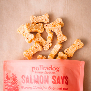 Polkadog Salmon Says Premios Naturales de Salmón Diseño Huesito para Perro, 226 g