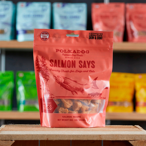 Polkadog Salmon Says Premios Naturales de Salmón Diseño Huesito para Perro, 226 g