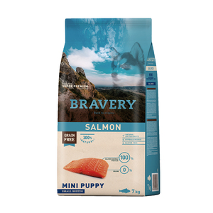 Bravery Alimento Seco Natural Libre de Granos para Cachorro Raza Pequeña Receta Salmón, 7 kg