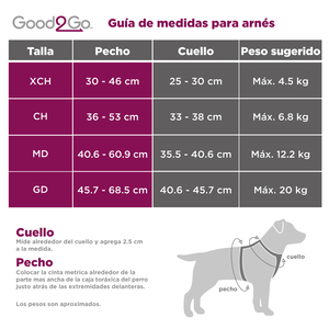 Good2Go Arnés de Malla Ajuste Romano Doble Argolla Color Negro para Perro, Chico