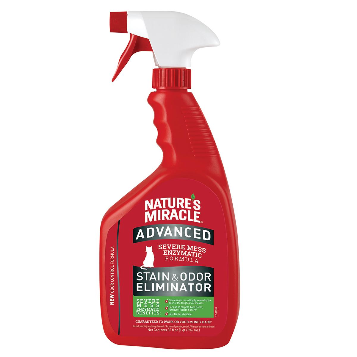 Nature's Miracle Limpiador Enzimático Concentrado para Manchas y Olores Difíciles de Gato, 946 ml