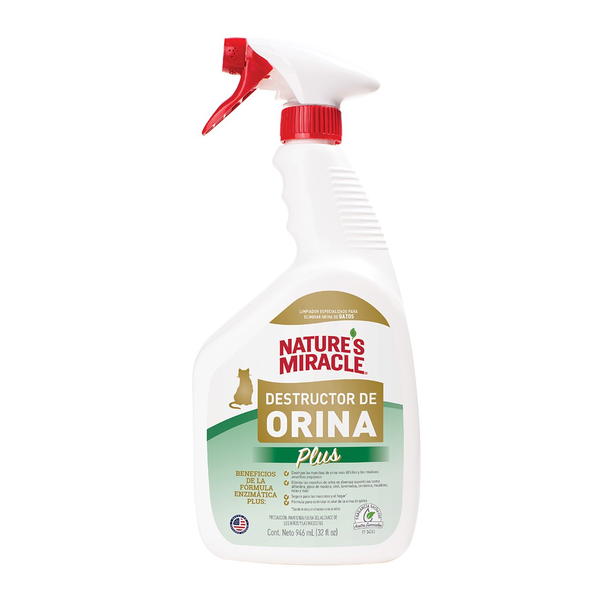 Nature's Miracle Limpiador Enzimático para Orina de Gato, 946 ml