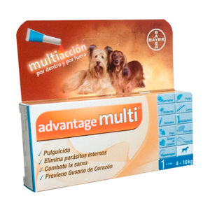 Advantage Multi Pipeta Antiparasitaria Interna y Externa para Perro, 4 a 10 kg