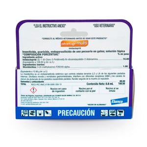 Advantage Multi Pipeta Antiparasitaria Interna y Externa para Gato, 4 a 8 kg