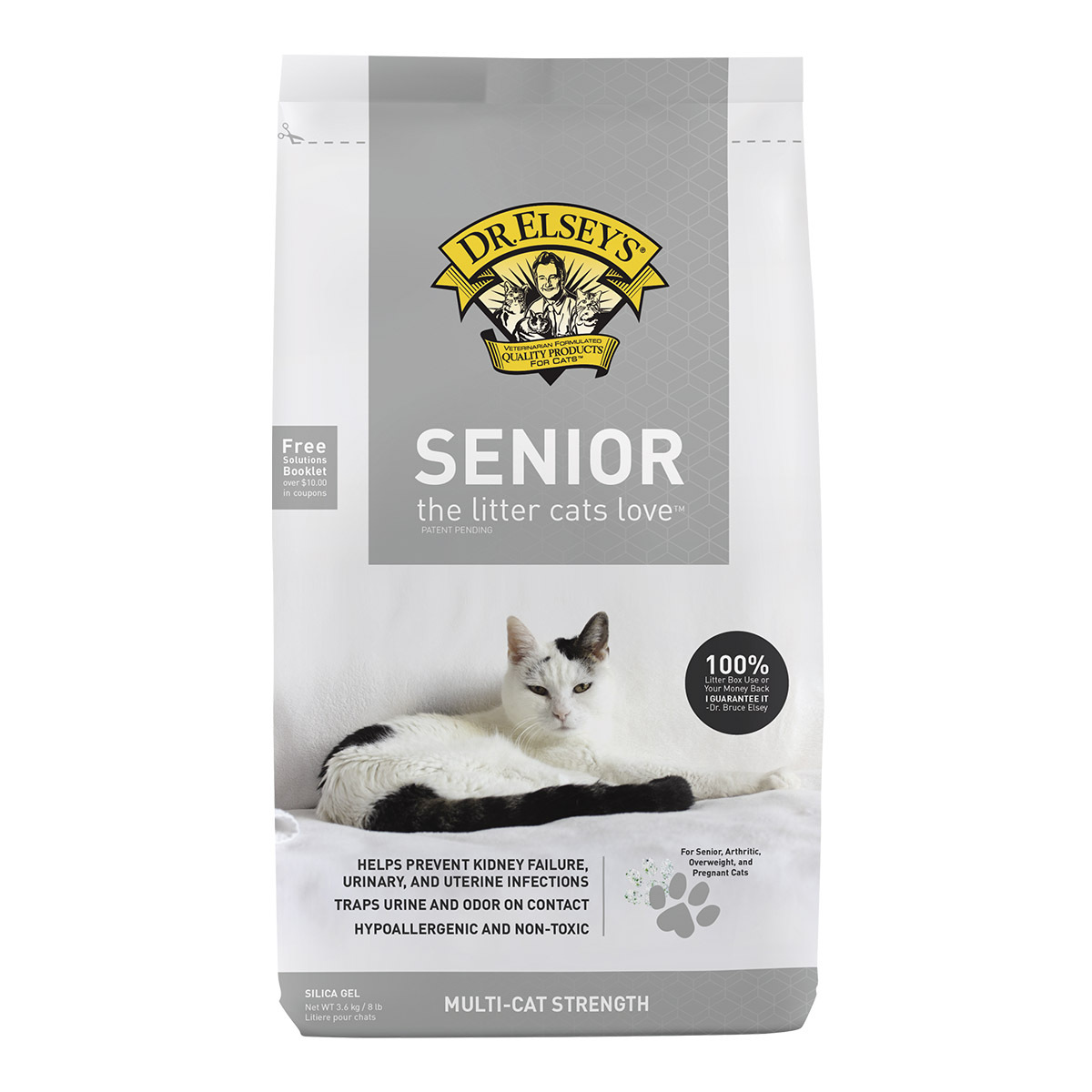 Precious Cat Senior Arena de Sílice con Atrayente para Hogares Multi-Gato Senior, 3.6 kg
