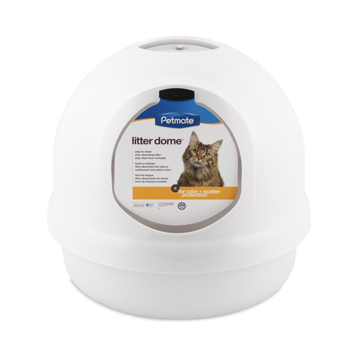 Petmate Booda Arenero Cubierto Diseño Domo para Gato, Blanco