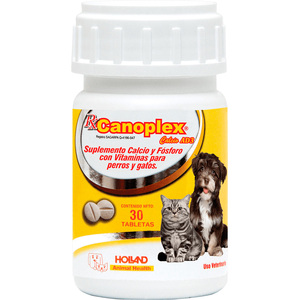 Holland Rx Canoplex AD3 Suplemento de Calcio y Fósforo con Vitaminas para Perro y Gato, 30 Tabletas