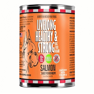 Livelong Healthy & Strong Alimento Natural Húmedo para Perro Todas las Edades Receta Salmón/Camote, 354 g