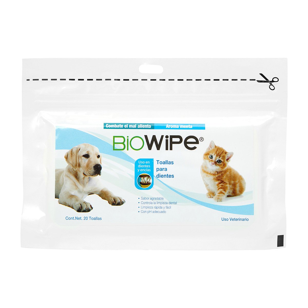Bio Wipe Toallitas Limpiadoras de Dientes para Perro y Gato
