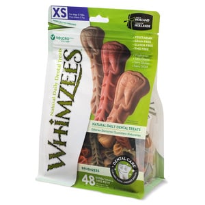 Whimzees Brushzees Premio Dental Vegetariano X-Chico para Perro, 48 Piezas Whimzees Brushzees Premio Dental Vegetariano X-Chico para Perro, 48 Piezas