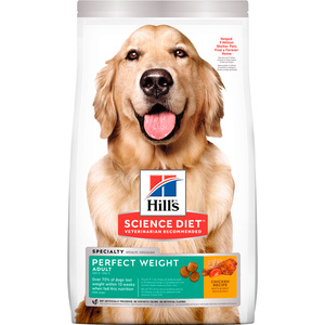 Hill's Science Diet Perfect Weight Alimento Seco para Perro Adulto Reducción de peso Receta Pollo, 12.9 kg