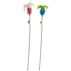 Leaps & Bounds Varita Extra Larga con Plumas y Cascabel Colores Variados para Gato, 1 Pieza Leaps & Bounds Varita Extra Larga con Plumas y Cascabel Colores Variados para Gato, 1 Pieza