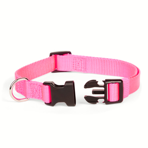 Youly Collar Ajustable de Nylon Color Rosa con Broche para Perro, Mediano