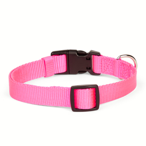 Youly Collar Ajustable de Nylon Color Rosa con Broche para Perro, Mediano
