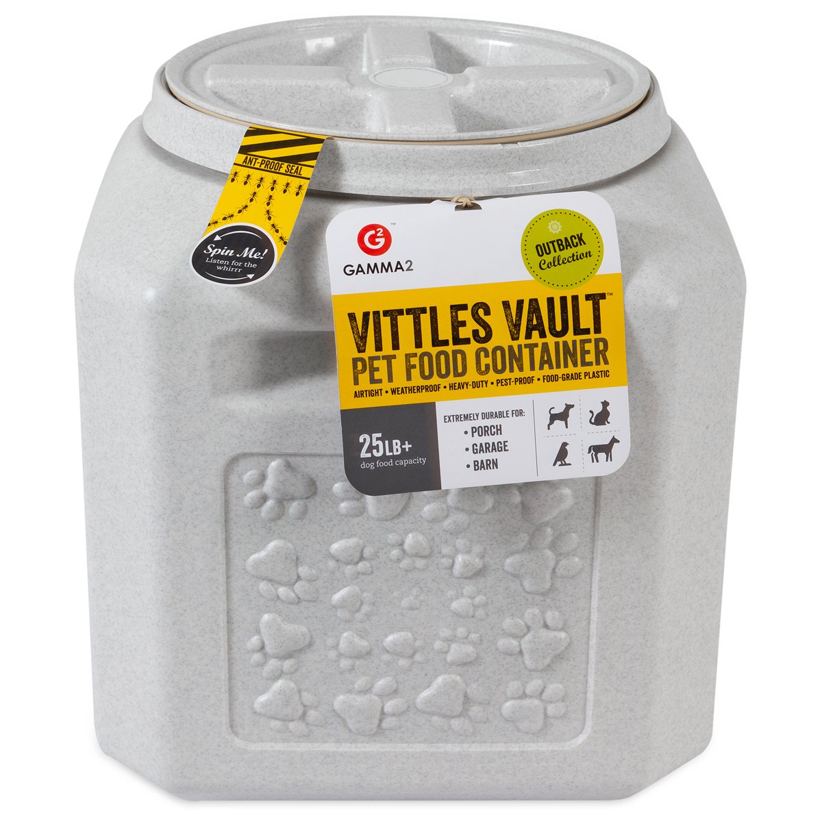 Gamma Plastics Contenedor Liso Color Blanco para Alimento para Perro, 11 kg