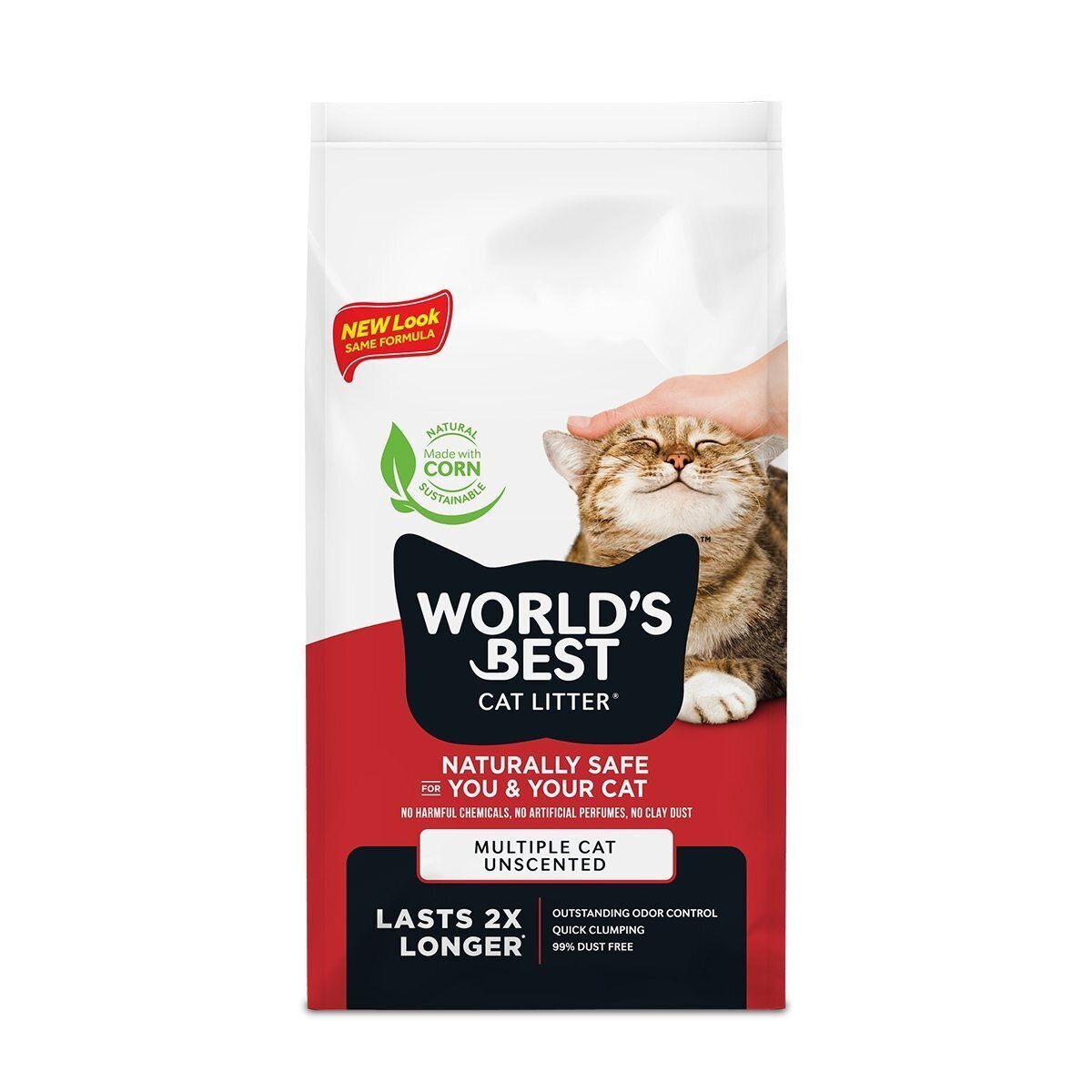 World's Best Unscented Arena Natural Aglutinante Sin Fragancia para Hogares Multigato, 6.8 kg