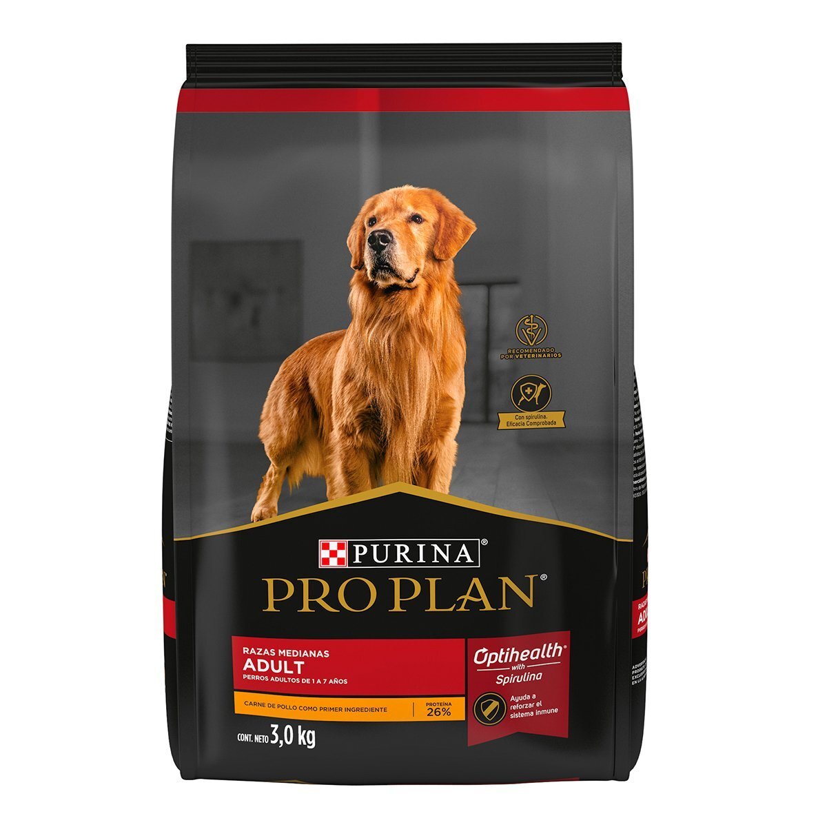 Pro Plan Optihealth Alimento Seco para Perro Adulto Raza Mediana Receta Pollo, 3 kg