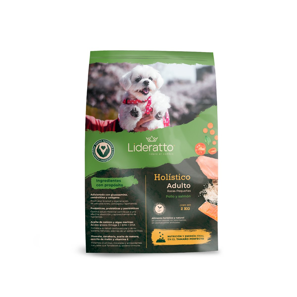 Lideratto Alimento Natural para Perro Adulto Raza Pequeña Receta Pollo y Salmón, 8 kg