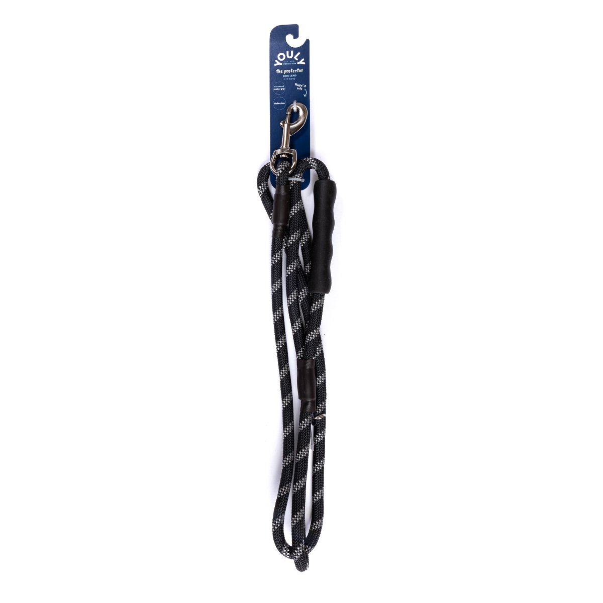 Good2Go Correa Reflejante de Cuerda Trenzada Color Negro con Herraje Metálico para Perro, 1.8 m