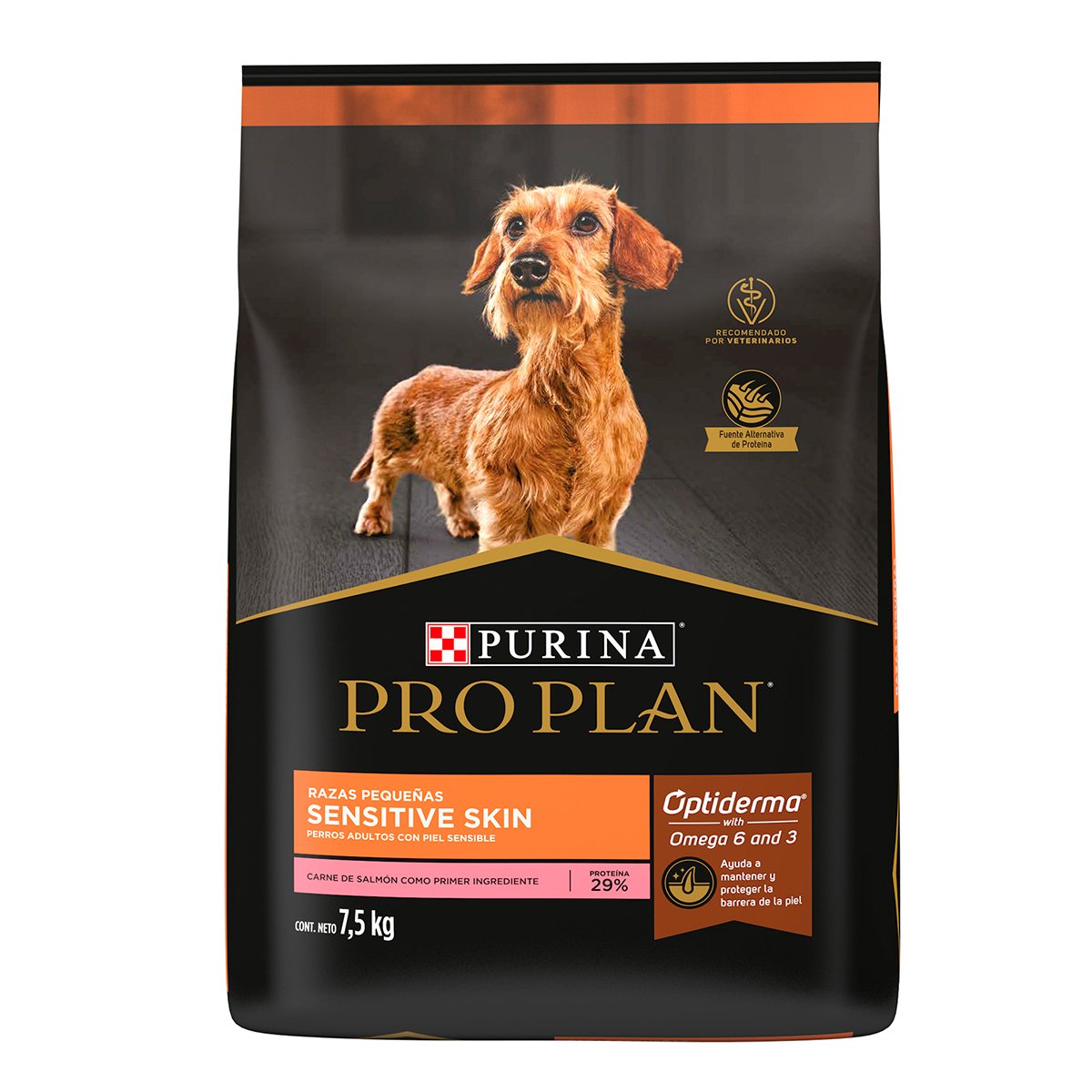 Pro Plan Sensitive Skin Optiderma Alimento para Perro Adulto Raza Pequeña Receta Salmón, 7.5 kg