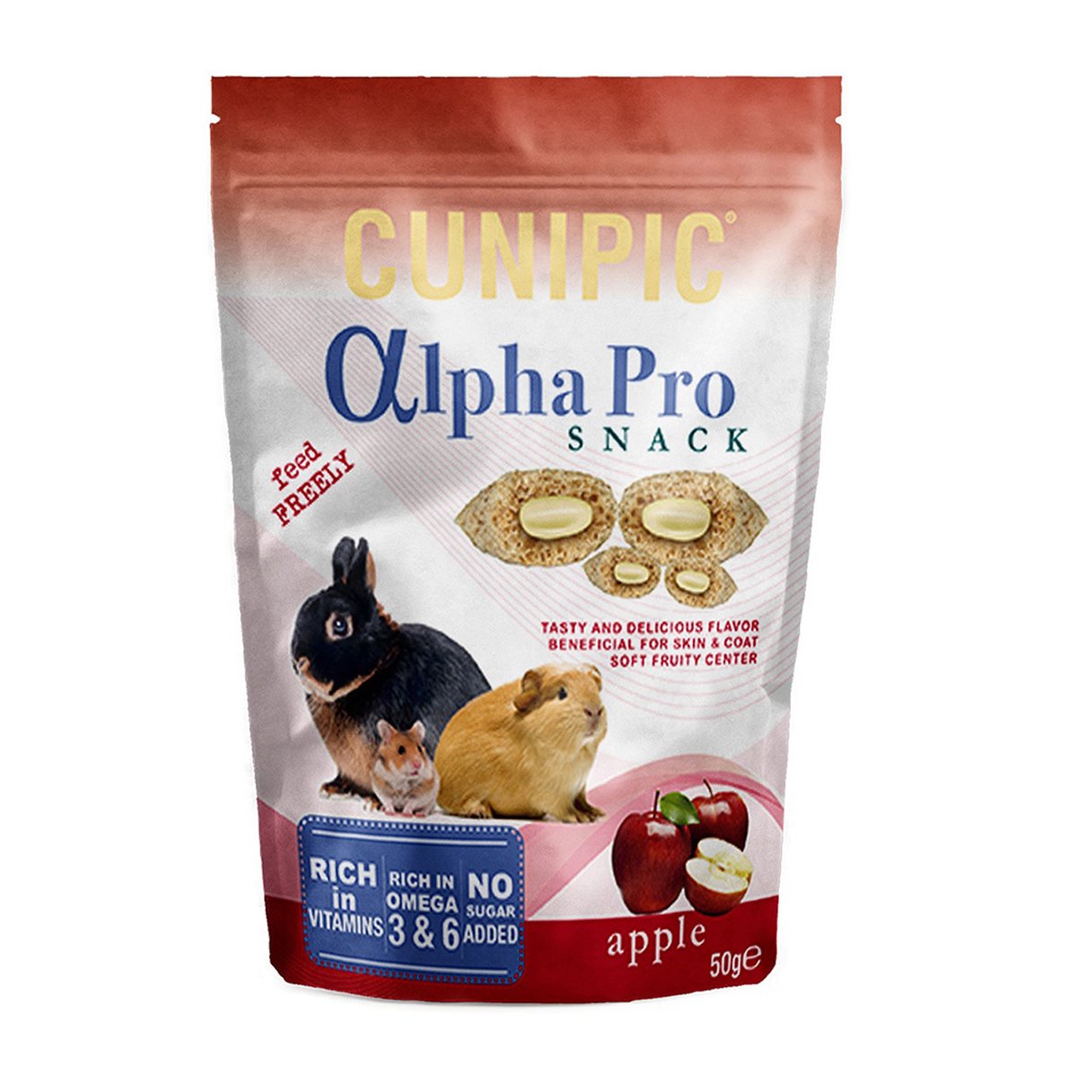 Cunipic Alpha Pro Snack de Manzana para Pequeños Mamíferos, 50 g
