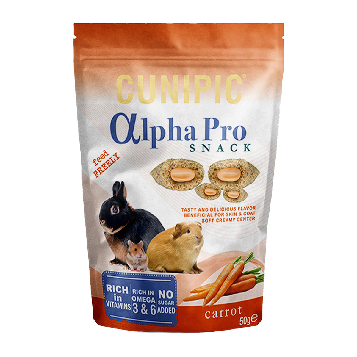 Cunipic Alpha Pro Snack de Zanahoria para Pequeños Mamíferos, 50 g