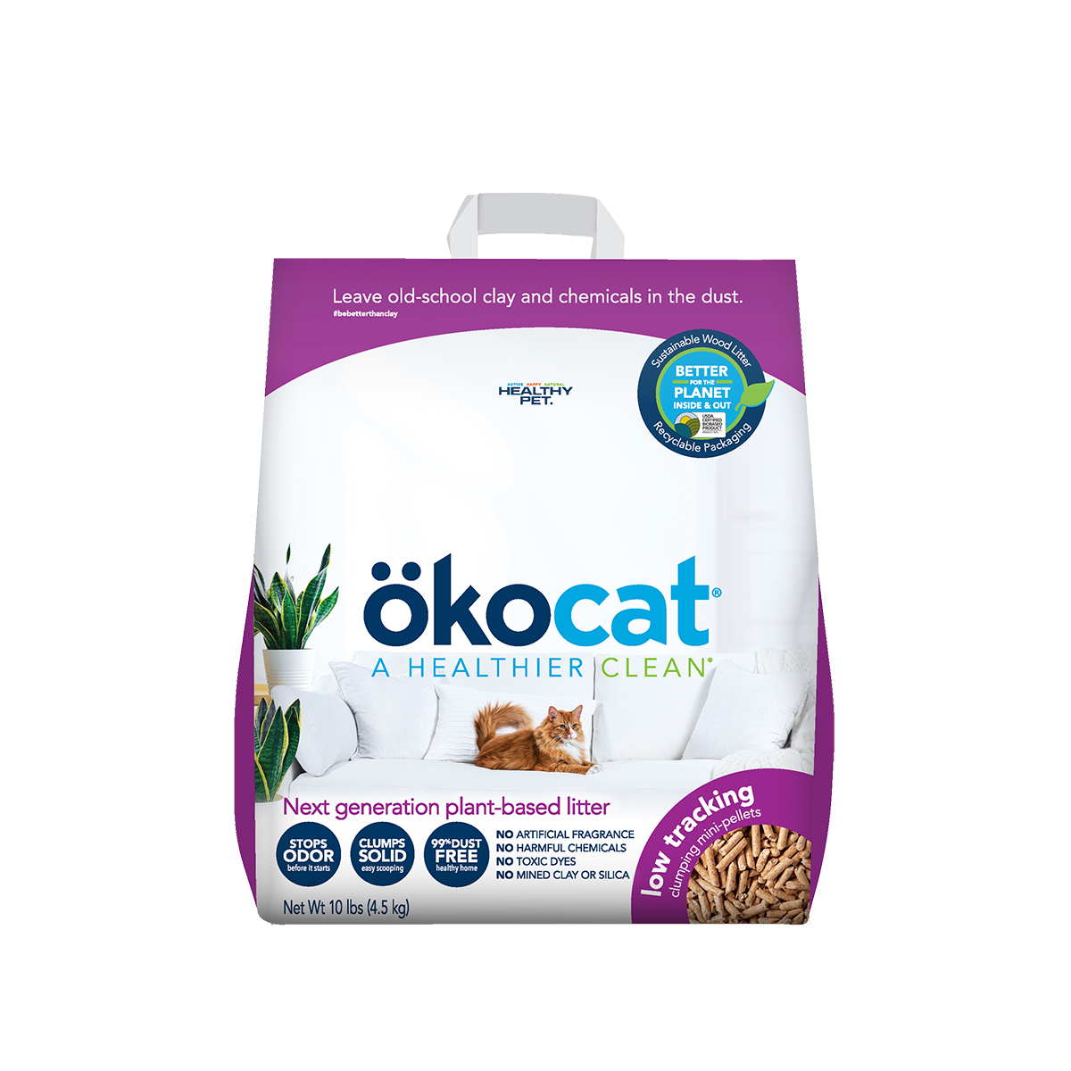 Ökocat Less Mess Sustrato Natural Aglutinante en Mini-Pellets para Gato, 4.4 kg