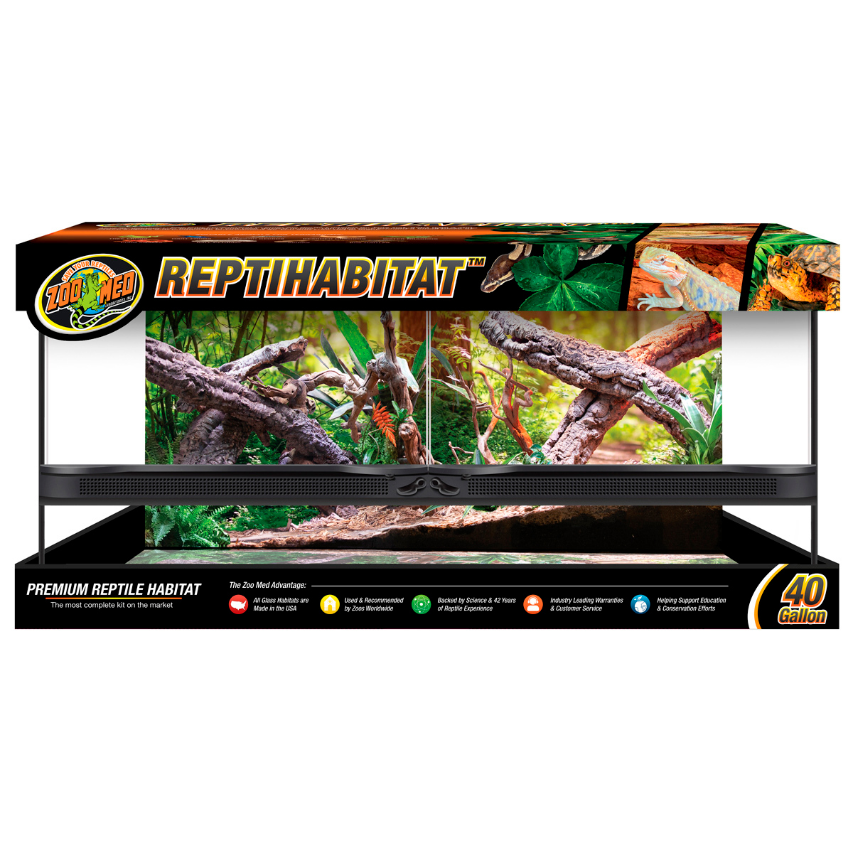 Zoo Med Terrario Frontal para Reptil, 91 cm Largo x 45 cm Ancho x 45 cm Alto