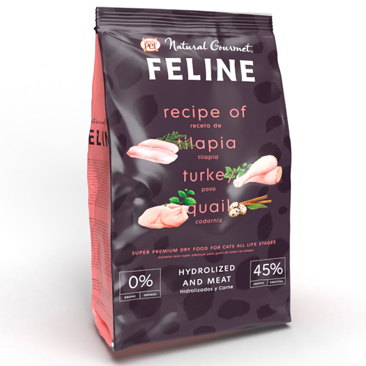 Natural Gourmet Feline Alimento Natural Libre de Granos para Gato Todas las Edades Receta Tilapia, 3 kg