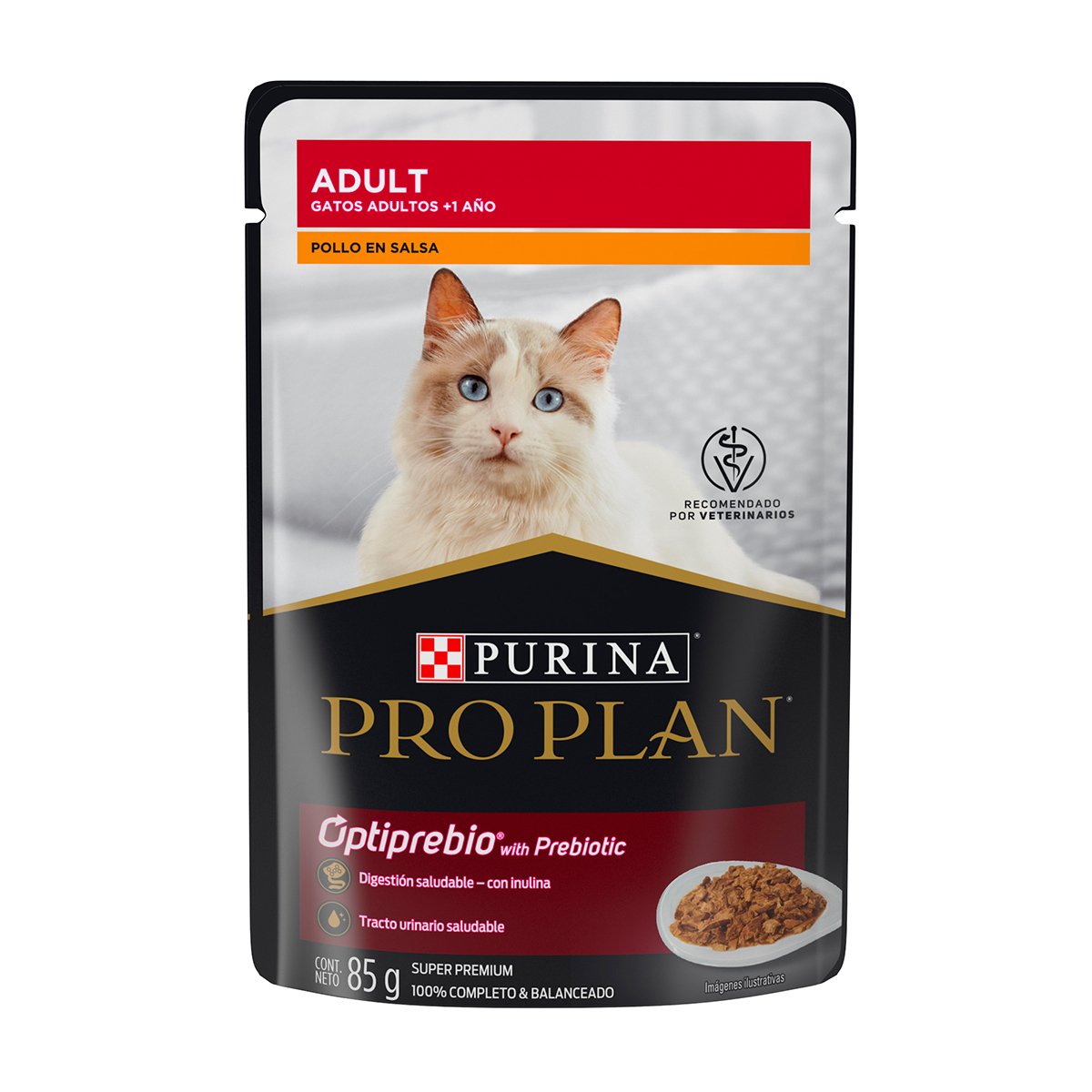 Pro Plan Optiprebio Alimento Húmedo para Gato Adulto Receta Pollo en Salsa, 85 g