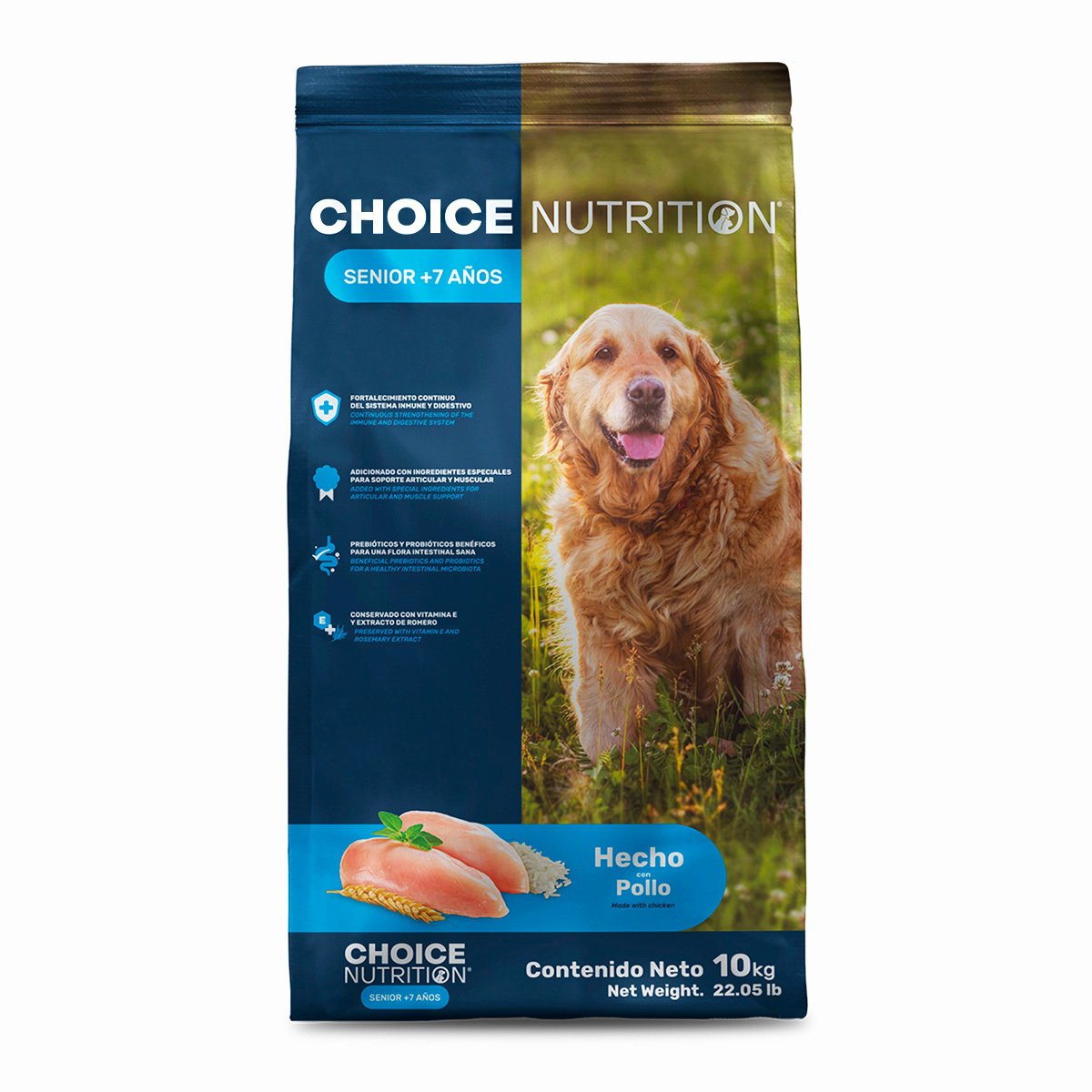 Choice Nutrition Alimento Avanzado Seco para Perro Senior Todas las Razas Receta Pollo, 10 kg
