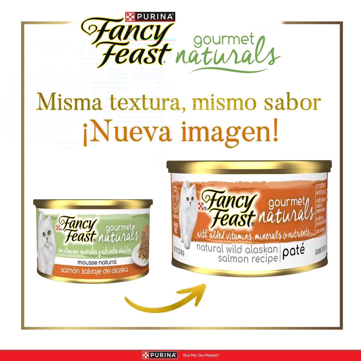 Fancy Feast Gourmet Naturals Alimento Húmedo Tipo Mousse para Gato Adulto Receta Salmón, 85 g