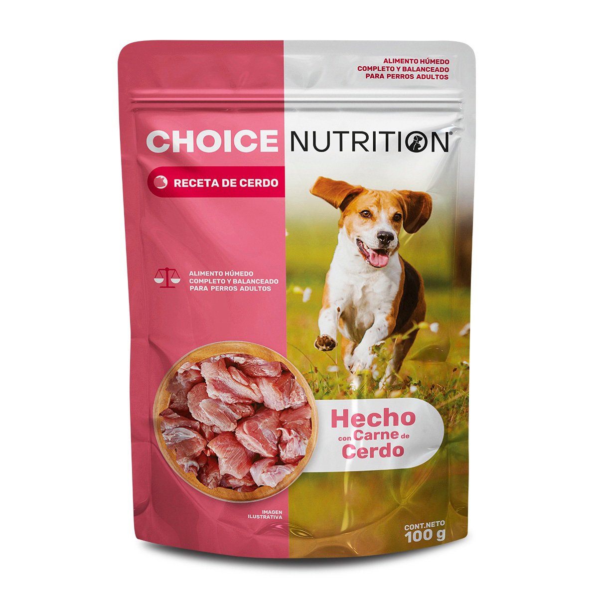 Choice Nutrition Alimento Avanzado Húmedo para Perro Adulto Todas las Razas Receta Cerdo, 100 g