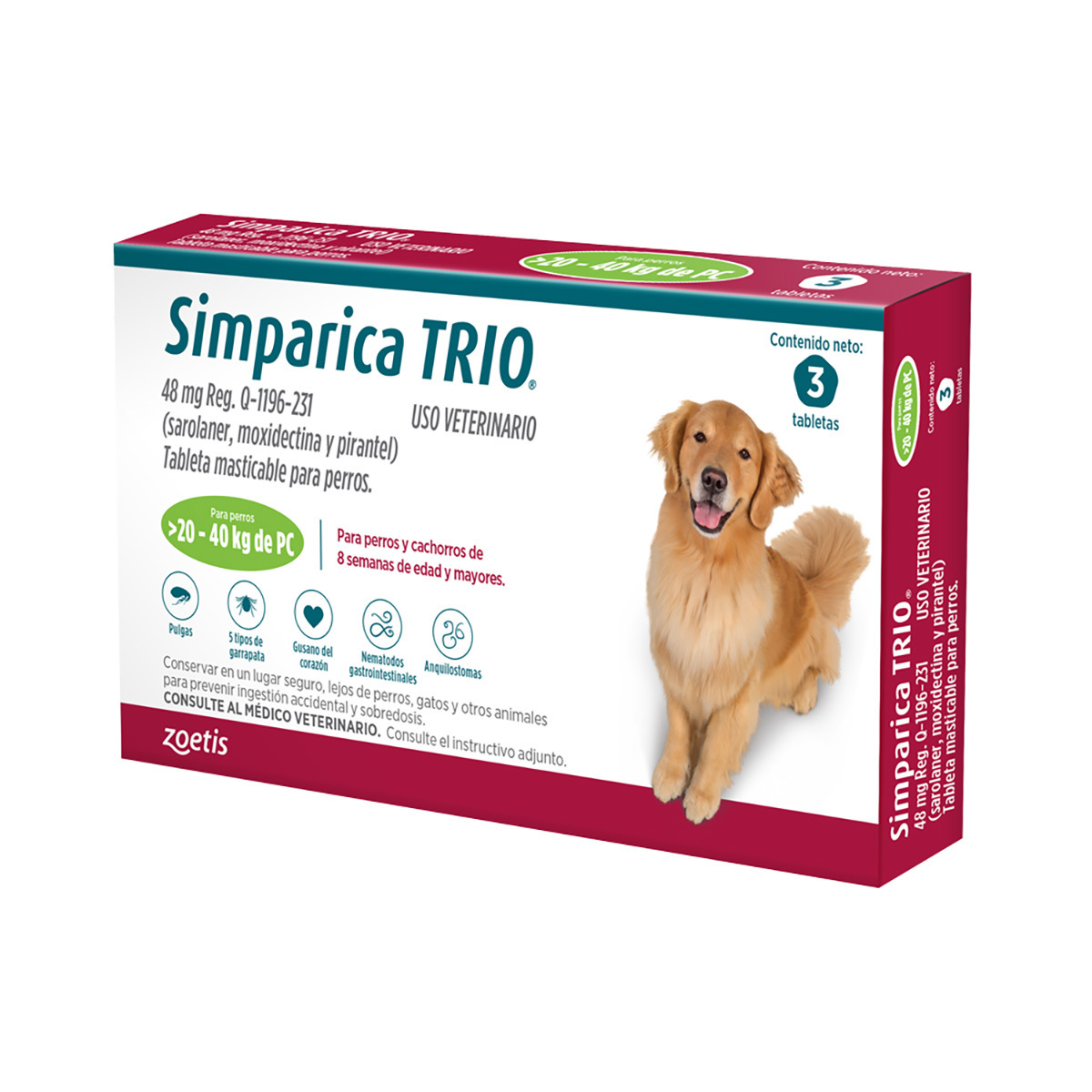 Simparica Trio Masticable Desparasitante Externo e Interno para Perro ...