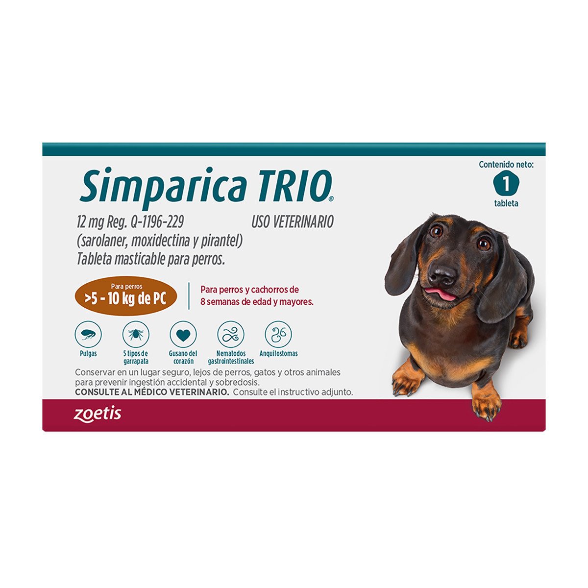 Simparica Trio Masticable Desparasitante Externo e Interno para Perro, 5-10 kg