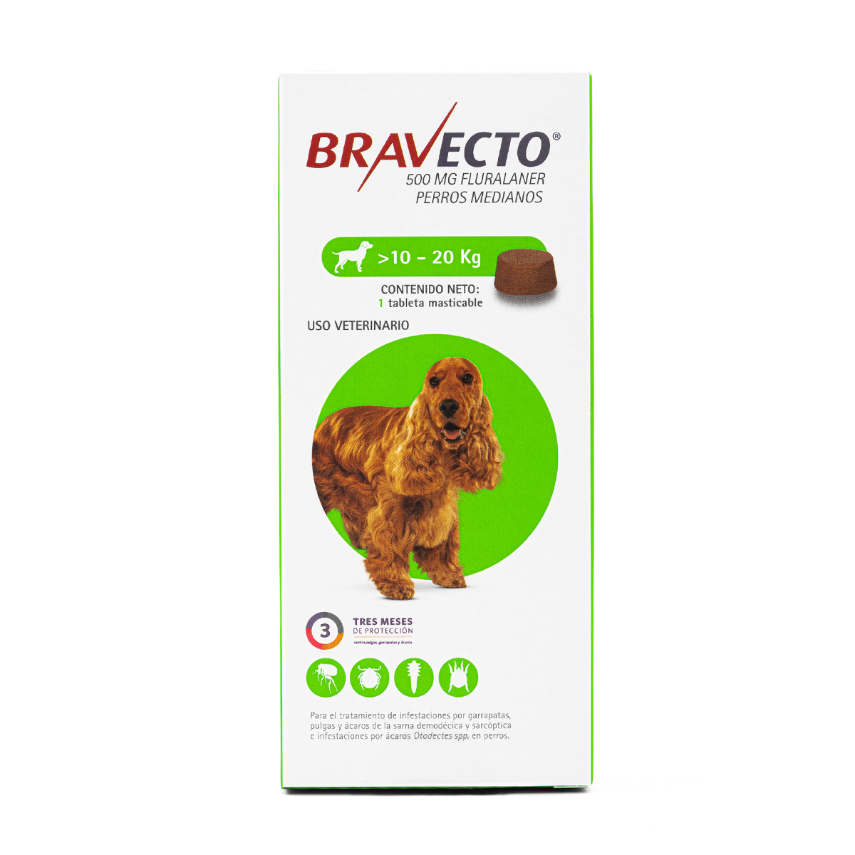 Bravecto Chew Tableta Masticable Antiparasitaria Externa para Perro, 10 a 20 kg