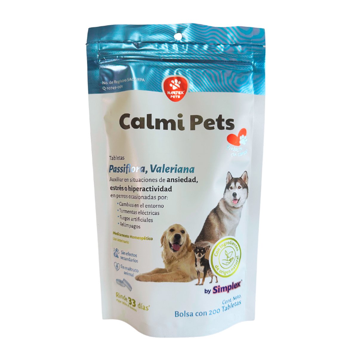 Nártex Calmi Pets Tabletas Calmantes Naturales para Perro, 200 Tabletas