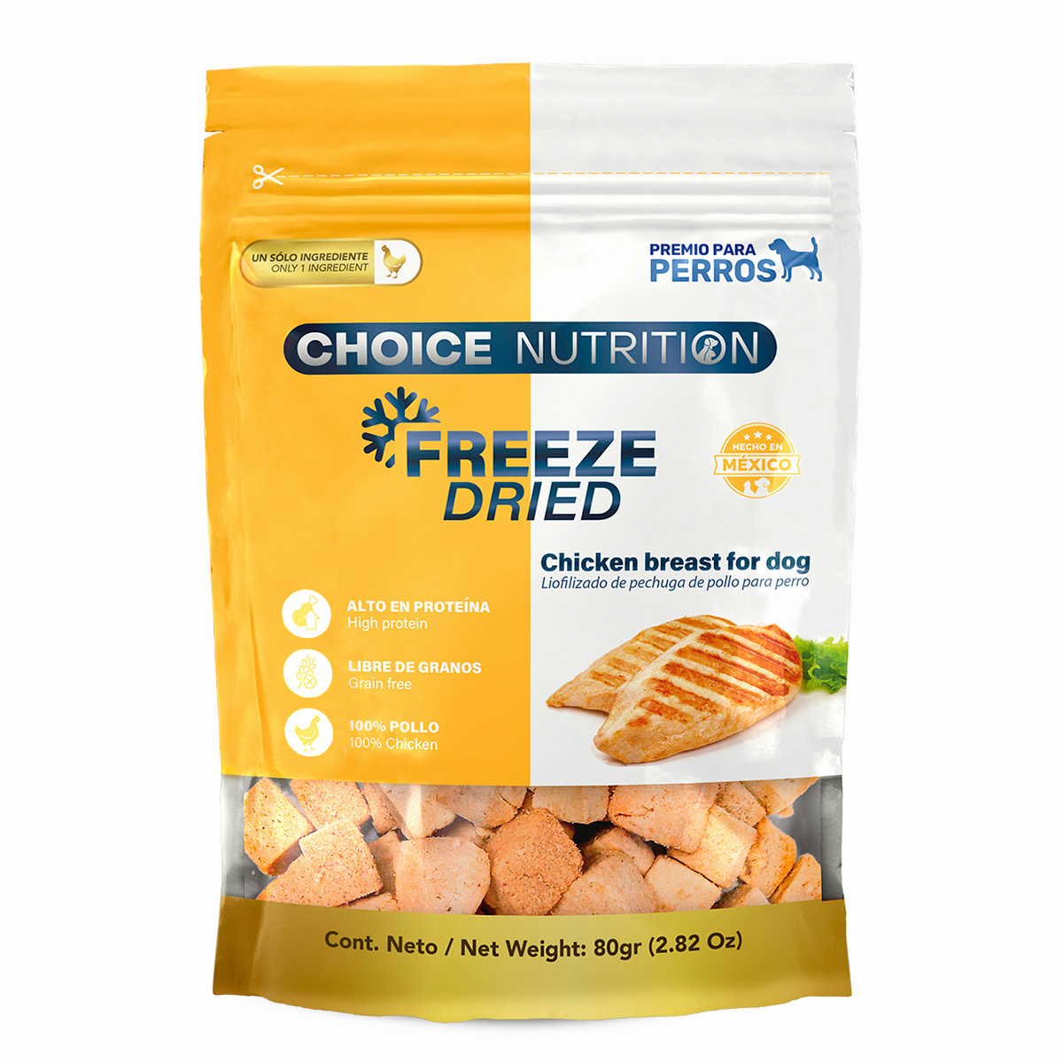 Choice Nutrition Freeze Dried Premio Liofilizado de Pechuga de Pollo para Perro, 80 g