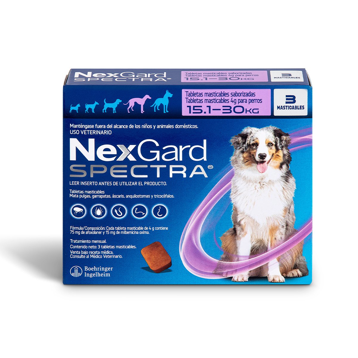 NexGard Spectra Tripack Masticable Antiparasitario Externo e Interno para Perro, Grande