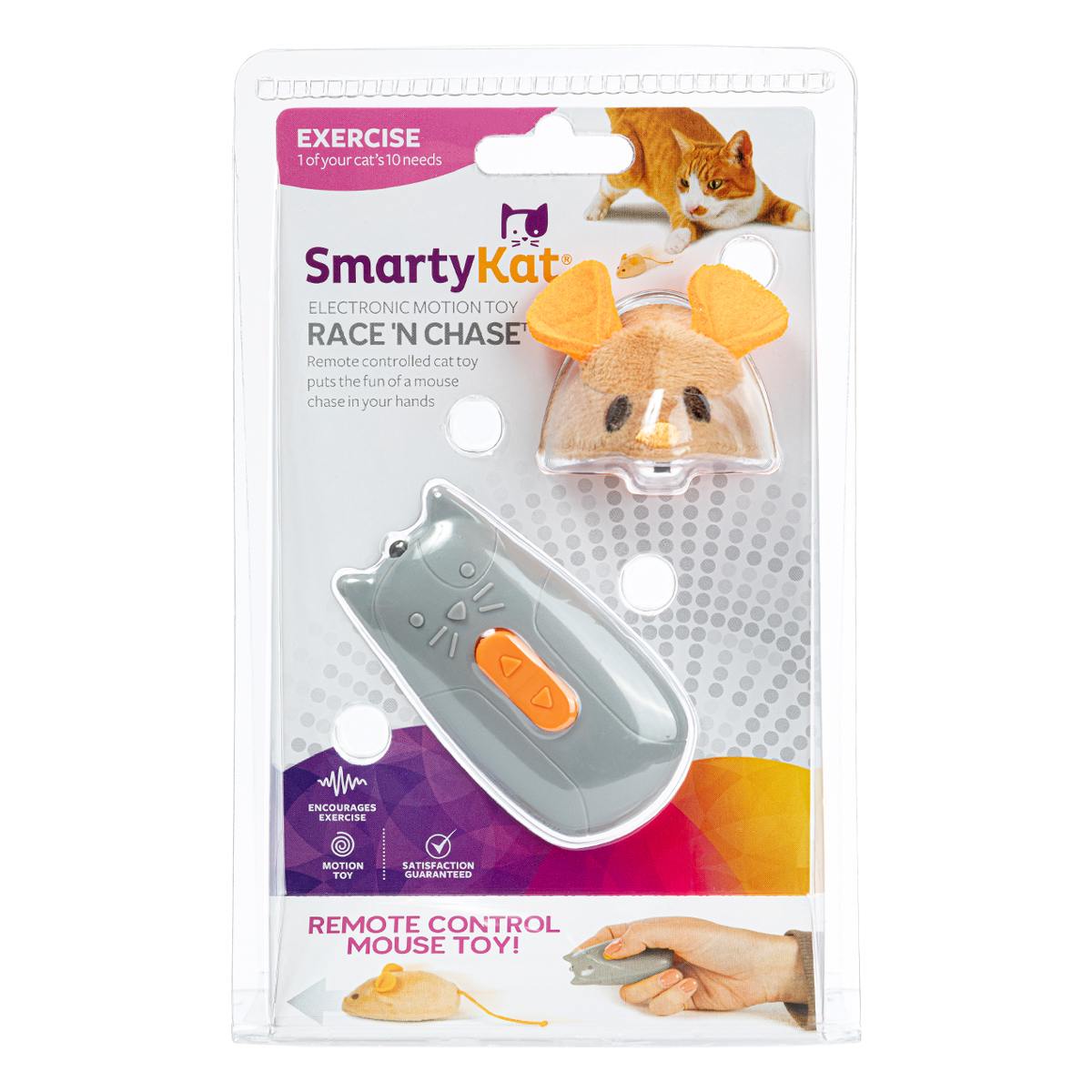 SmartyKat Race 'N Chase Juguete Electrónico a Control Remoto Diseño Ratón para Gato, Unitalla
