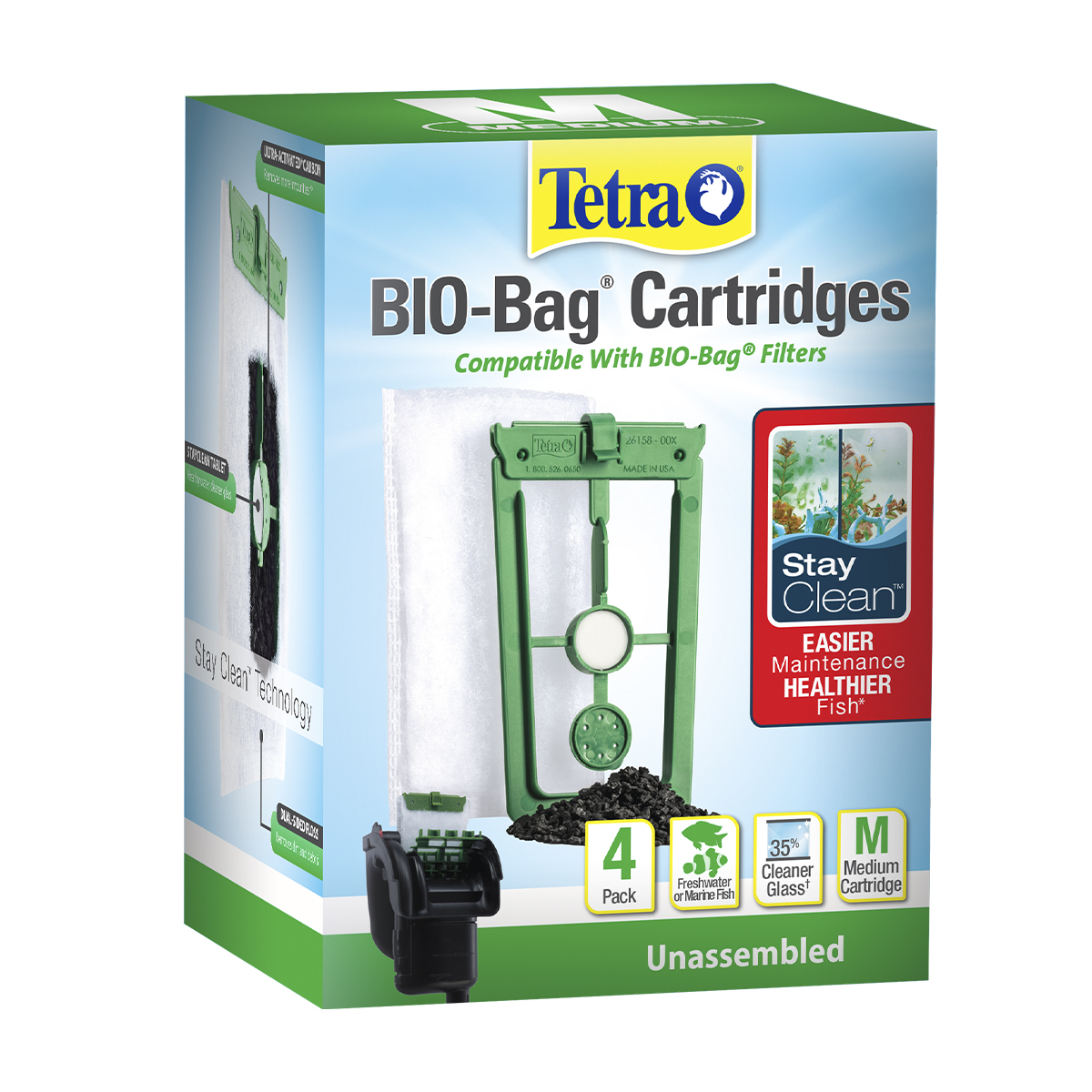 Tetra Repuesto de Filtro Biodegradable StayClean Mediano para Peces, 4 Piezas
