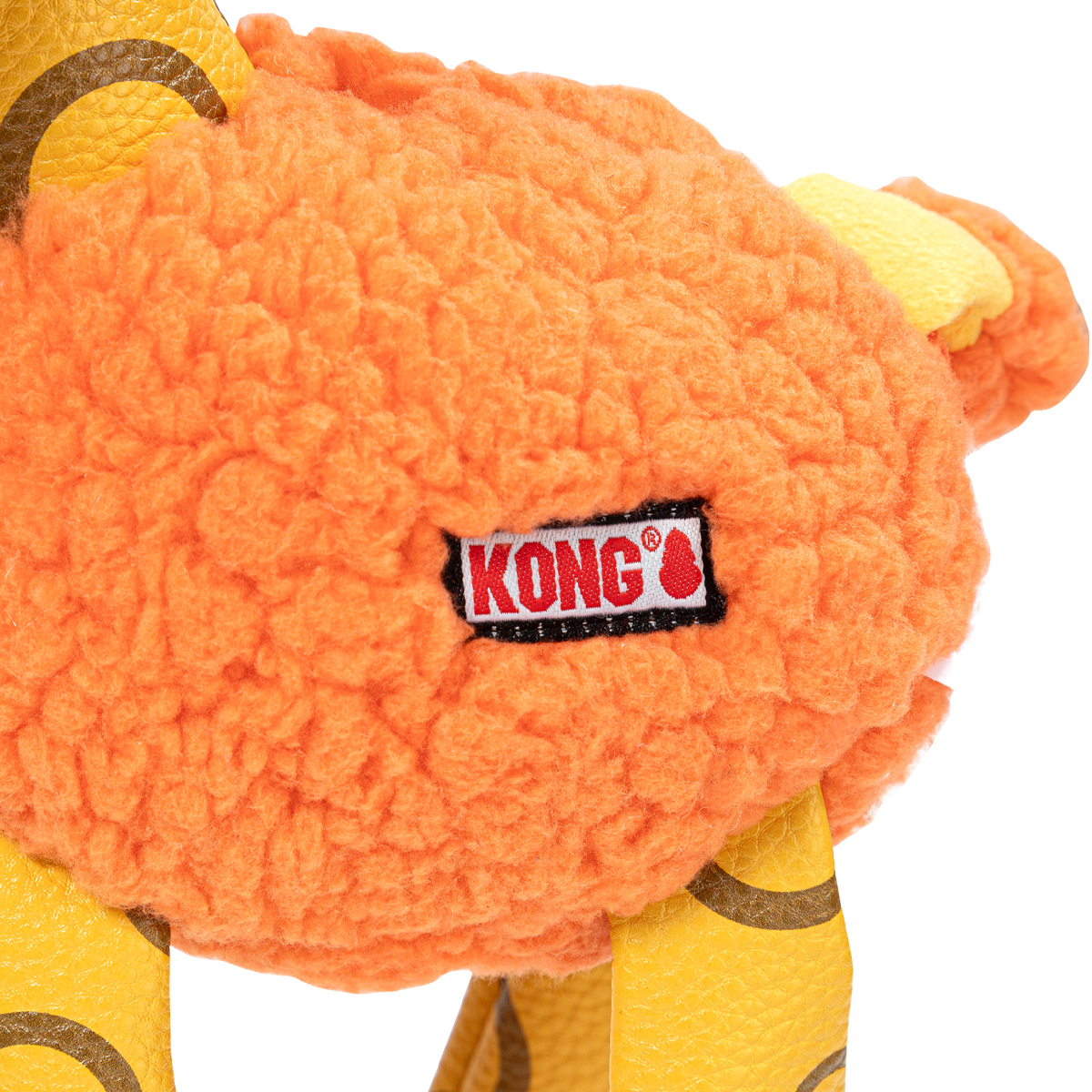 KONG Floofs Shakers Hundespielzeug – Flauschiges Fleece Mit Quietscher, Kunstlederbeinen (Giraffe, Medium)