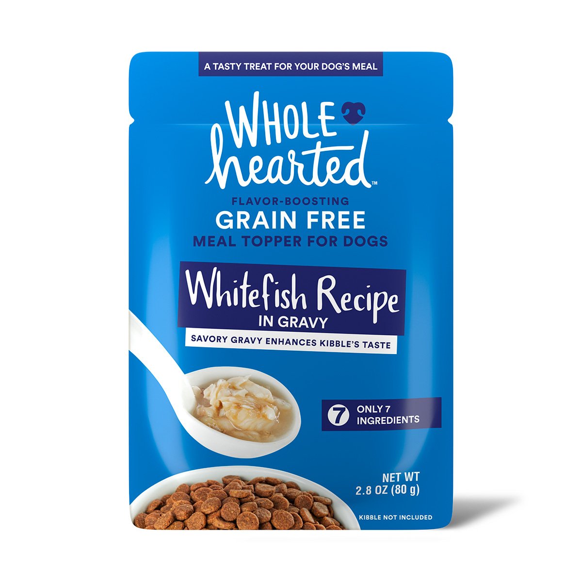 WholeHearted Meal Topper Aderezo para Croquetas Receta Caldo de Pescado Blanco para Perro, 80 g