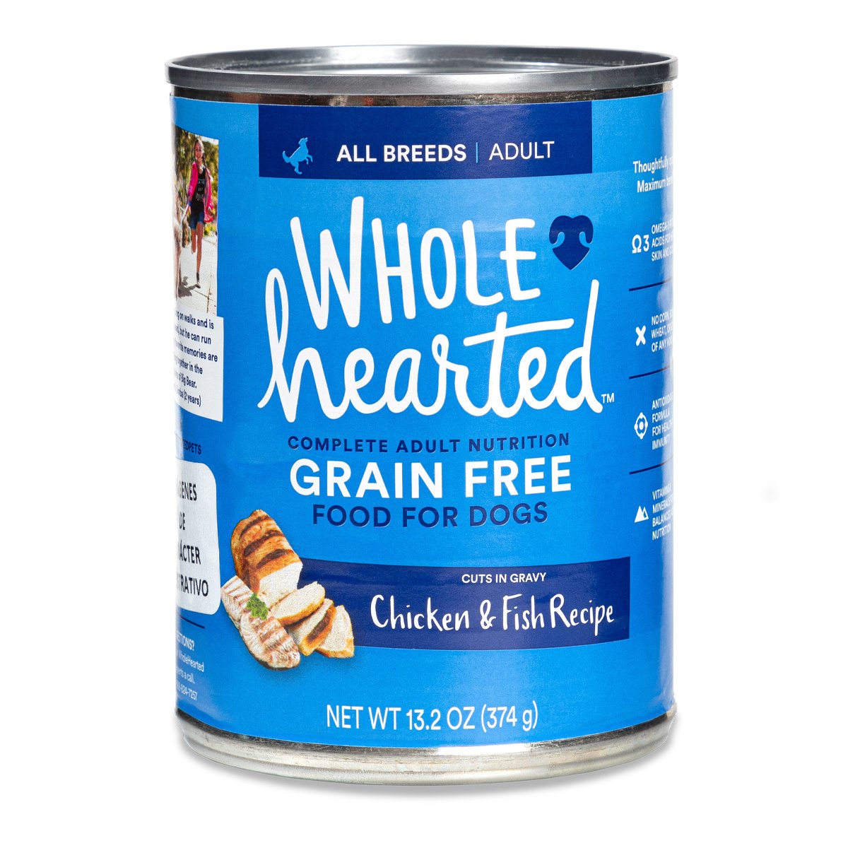 WholeHearted Alimento Húmedo Natural para Perro Adulto Receta Pollo y Pescado, 374 g