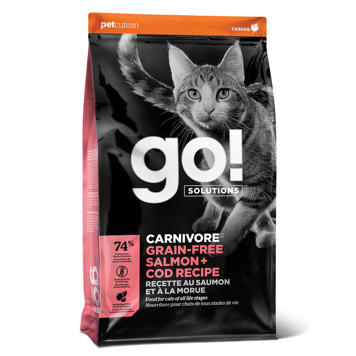 Go! Solutions Carnivore Alimento Natural Libre de Granos Receta Salmón y Bacalao para Gato Todas las Edades, 7.2 kg