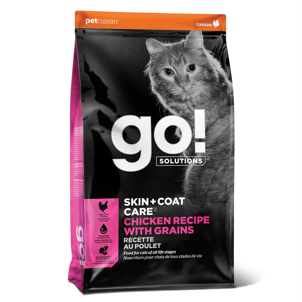 Go! Solutions Skin + Coat Alimento Natural Cuidado Piel y Pelo Receta Pollo para Gato Todas las Edades, 7.2 kg