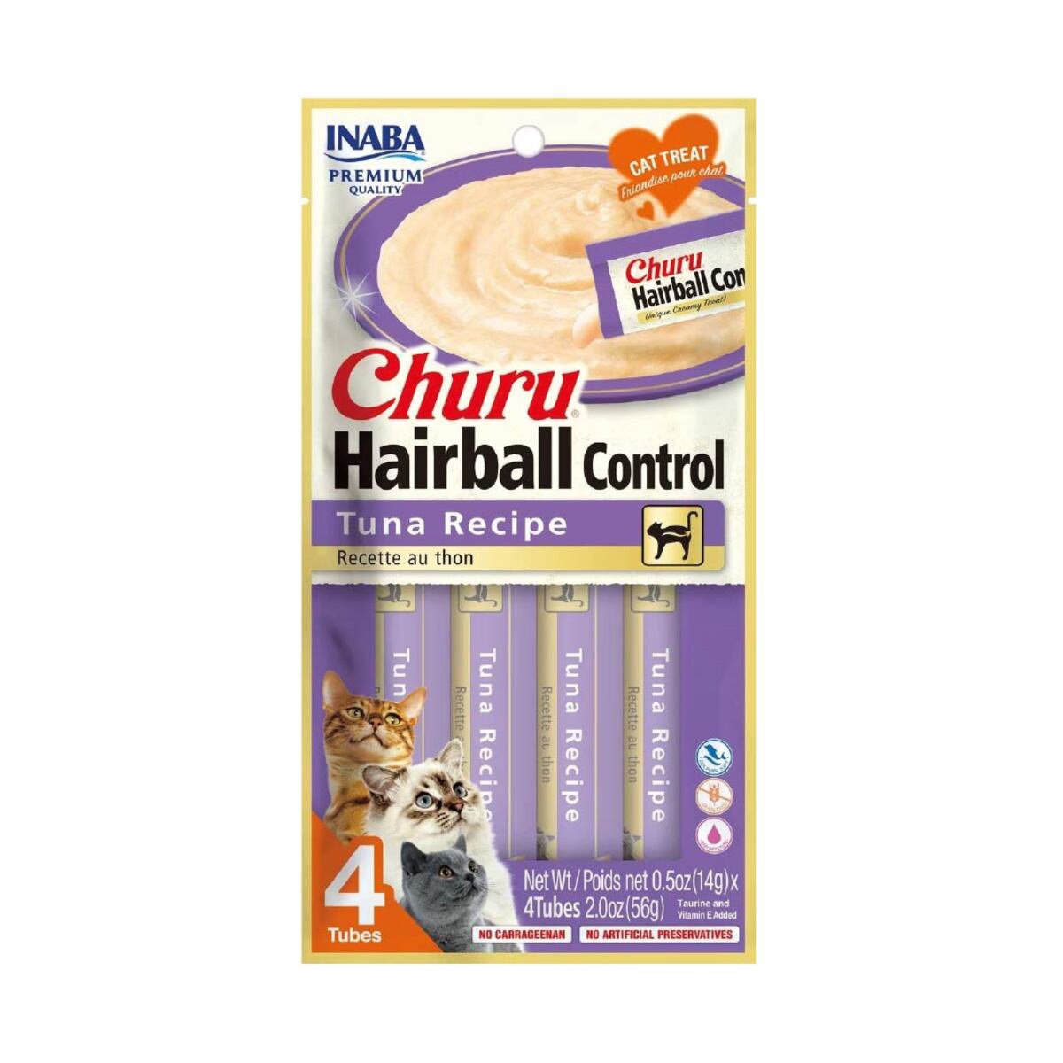 Inaba Churu Premio Cremoso Cuidado Bolas de Pelo para Gato Todas las Edades Receta Atún, 1 Paquete