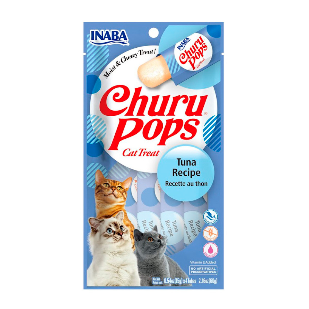 Inaba Churu Pops Premio Suave Natural para Gato Todas las Etapas de Vida Receta Atún, 1 Paquete