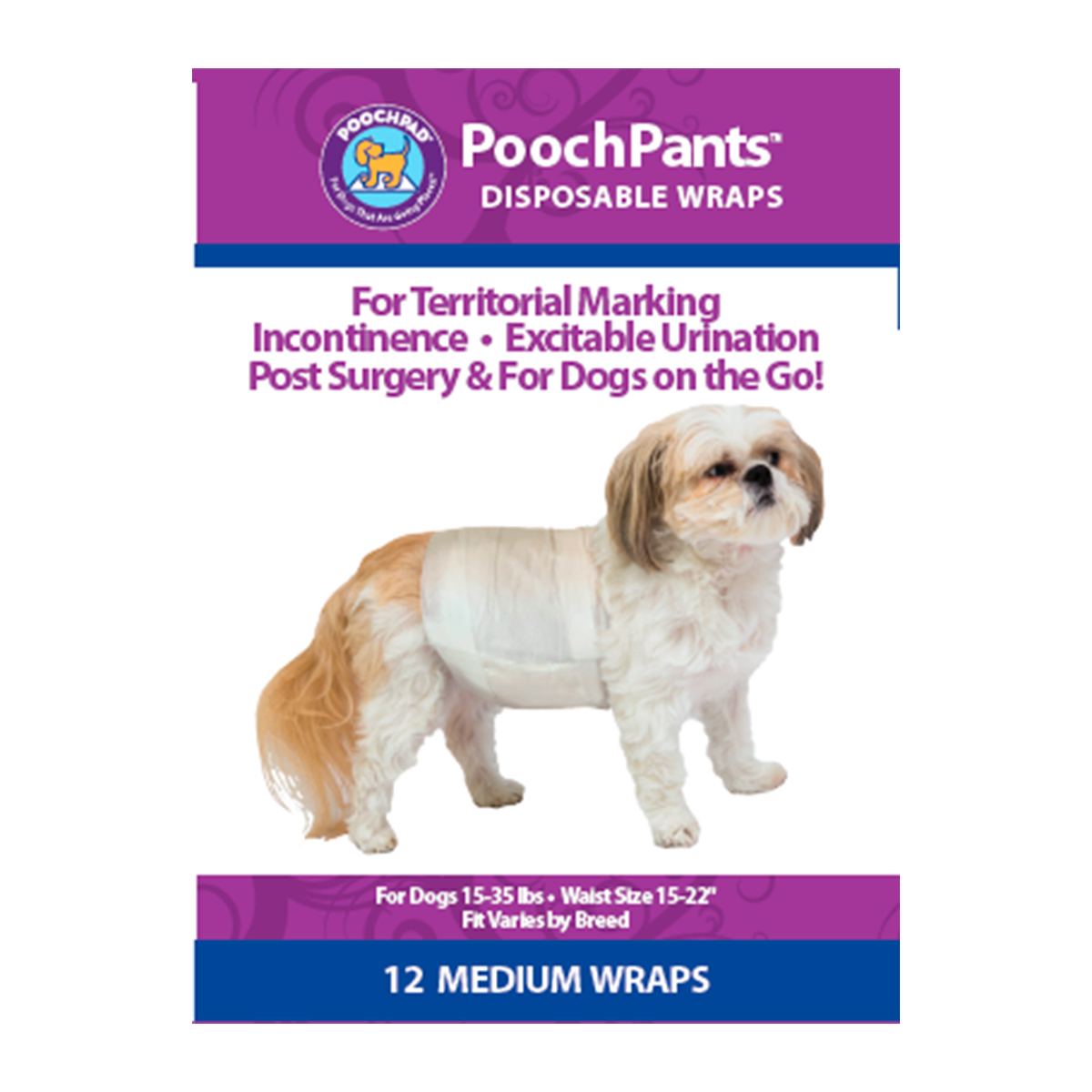 Pooch Pad Productos Pañales Desechables para Perro Macho Mediano